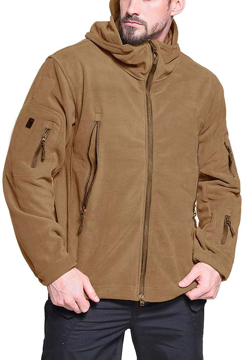 Herrjacka fleece – Avslappnad passform – Vindskydd – Huva – Dragkedjefickor