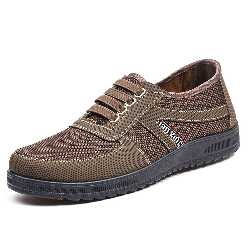 Herrskor slip-on – Canvas och mesh – Låg modell – Elastisk snörning – Halkfri sula