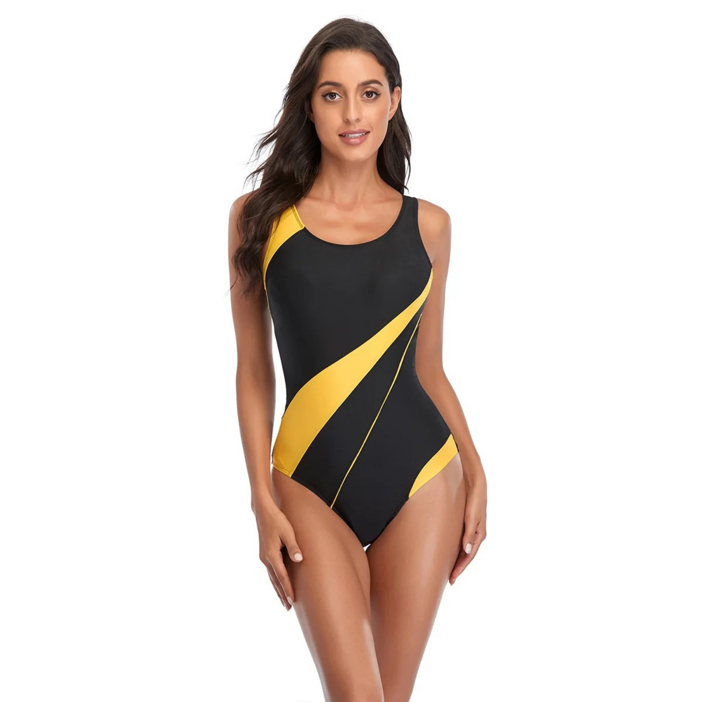 Dam Baddräkt – Ett Stycke – Racerback – Stretchmaterial – Öppen Rygg – Sportig Passform