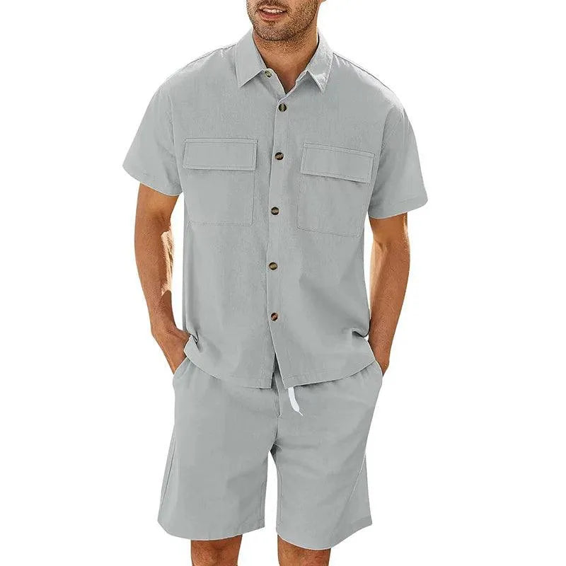 Herrset med skjorta och shorts – avslappnad passform – kort ärm – andningsbar design