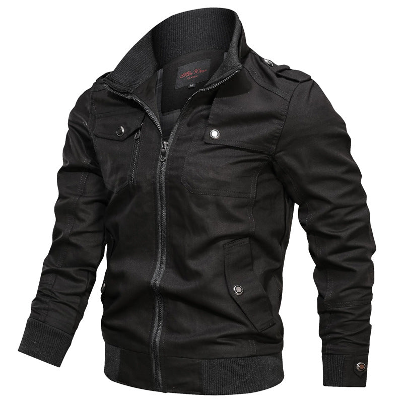 Herrjacka – Slim Fit – Andningsbart Tyg – Ståkrage – Dragkedja – Ribbad Kant
