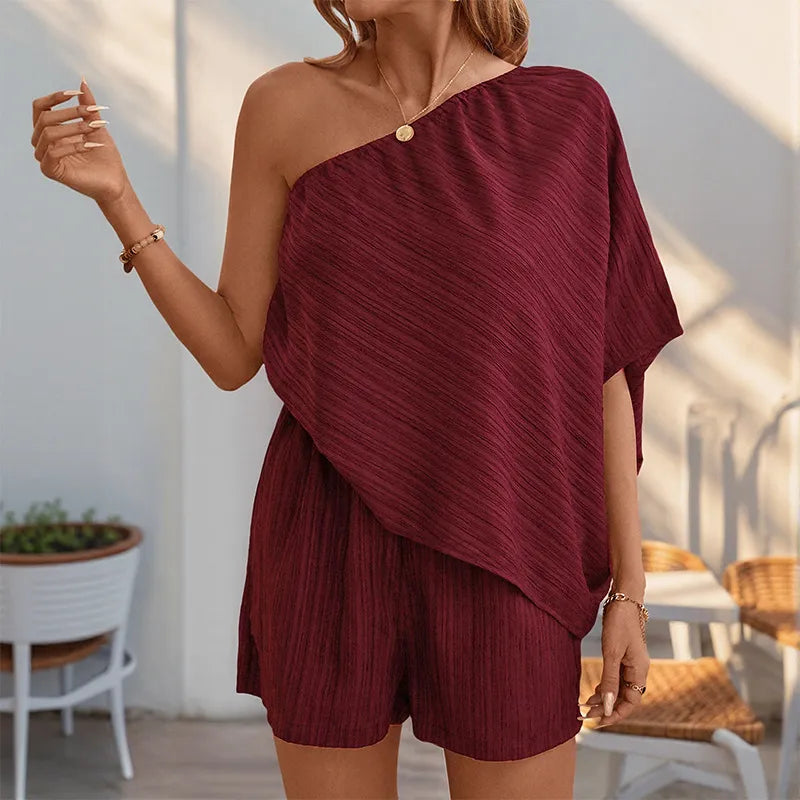 Damplaysuit – Enaxlad – Texturerat Tyg – Avslappnad Passform – Kort Modell