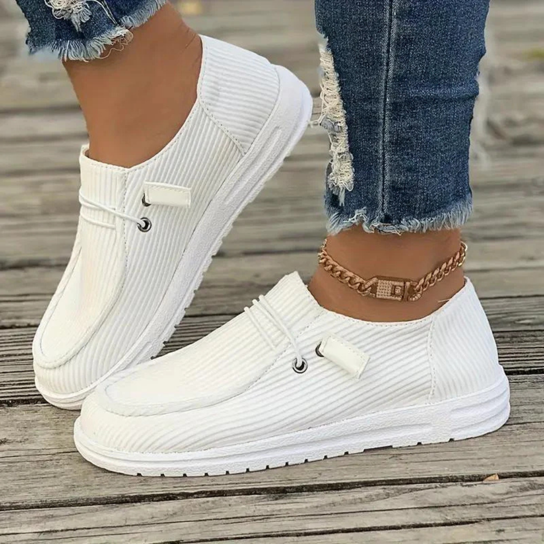 Dam Slip-On Skor – Mjukt Stickat – Avslappnad Passform – Platt Sula – Andningsbara