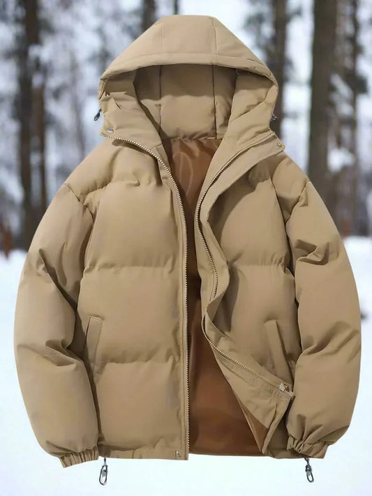 Herr Pufferjacka - Varmt Vadderad - Hög Krage & Huva - Vind- & Vattentålig