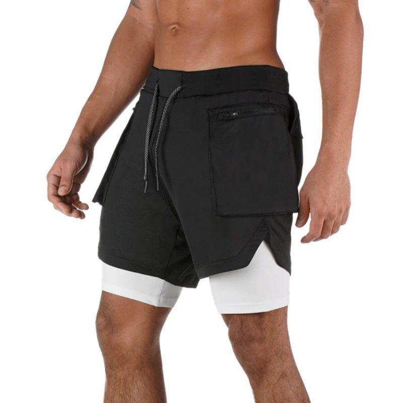 Herrshorts – Dubbellagerdesign – Kompression inre – Mitten av lår