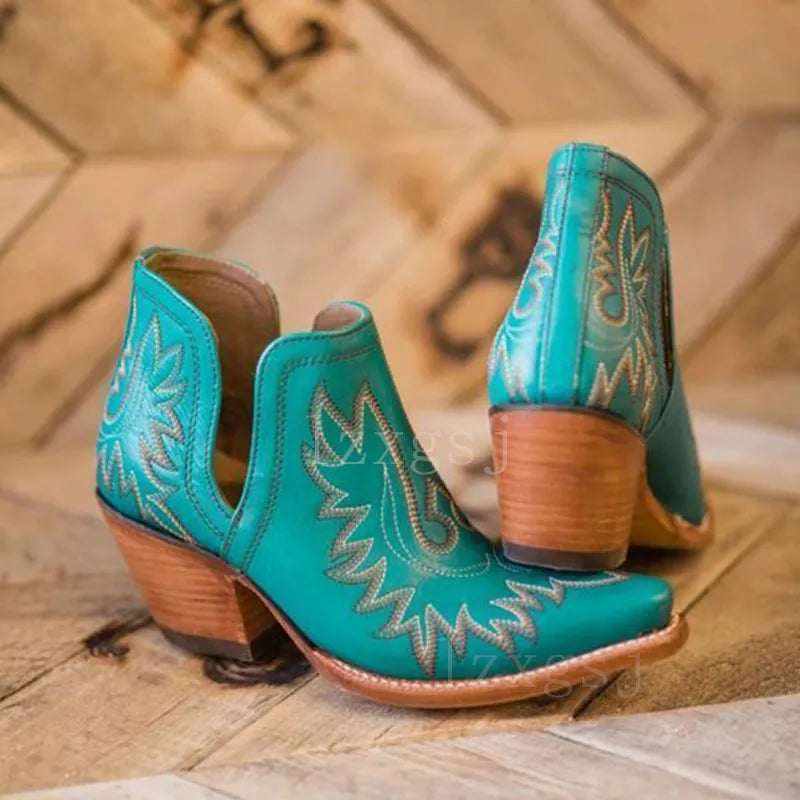Cowboystövlar för kvinnor - Broderade - Avslappnad westernstil