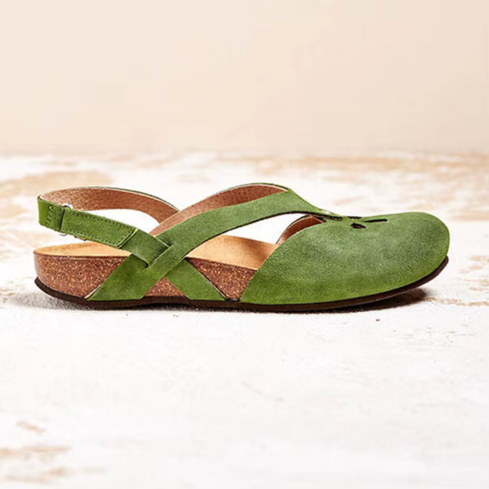 Dam Sandaler – Platt Sula – Öppen Tå – Blommigt Utskuret Mönster – Justerbar Rem