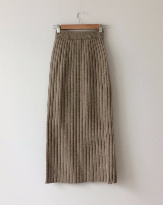 Dam Maxi Kjol - Ribbstickad - Hög Midja - Stretchig och Bekväm