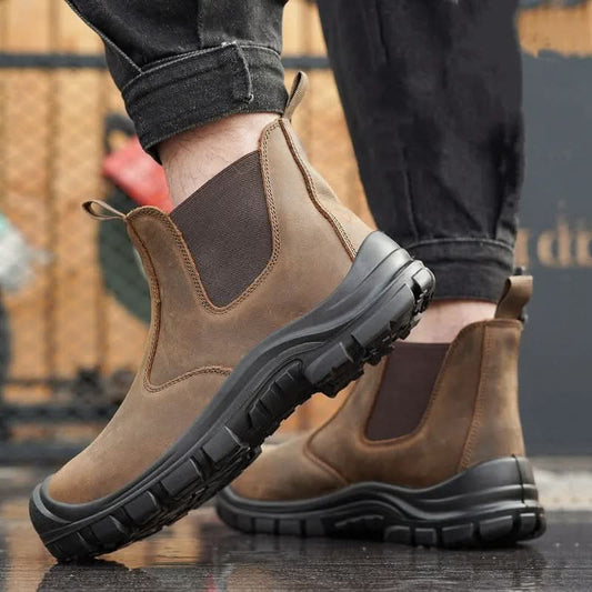 Herr Chelsea-boots - Läder - Halksäker Sula - Enkel Slip-on Design