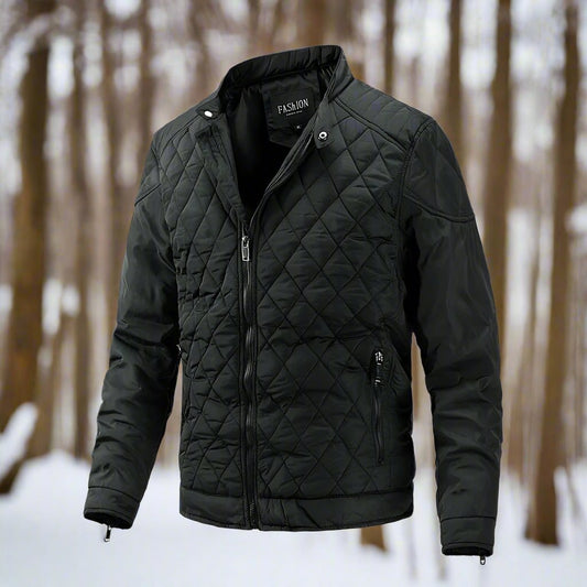 Herrjacka quiltad – Slim fit – Lätt vadderad – Hög krage – Dragkedjefickor