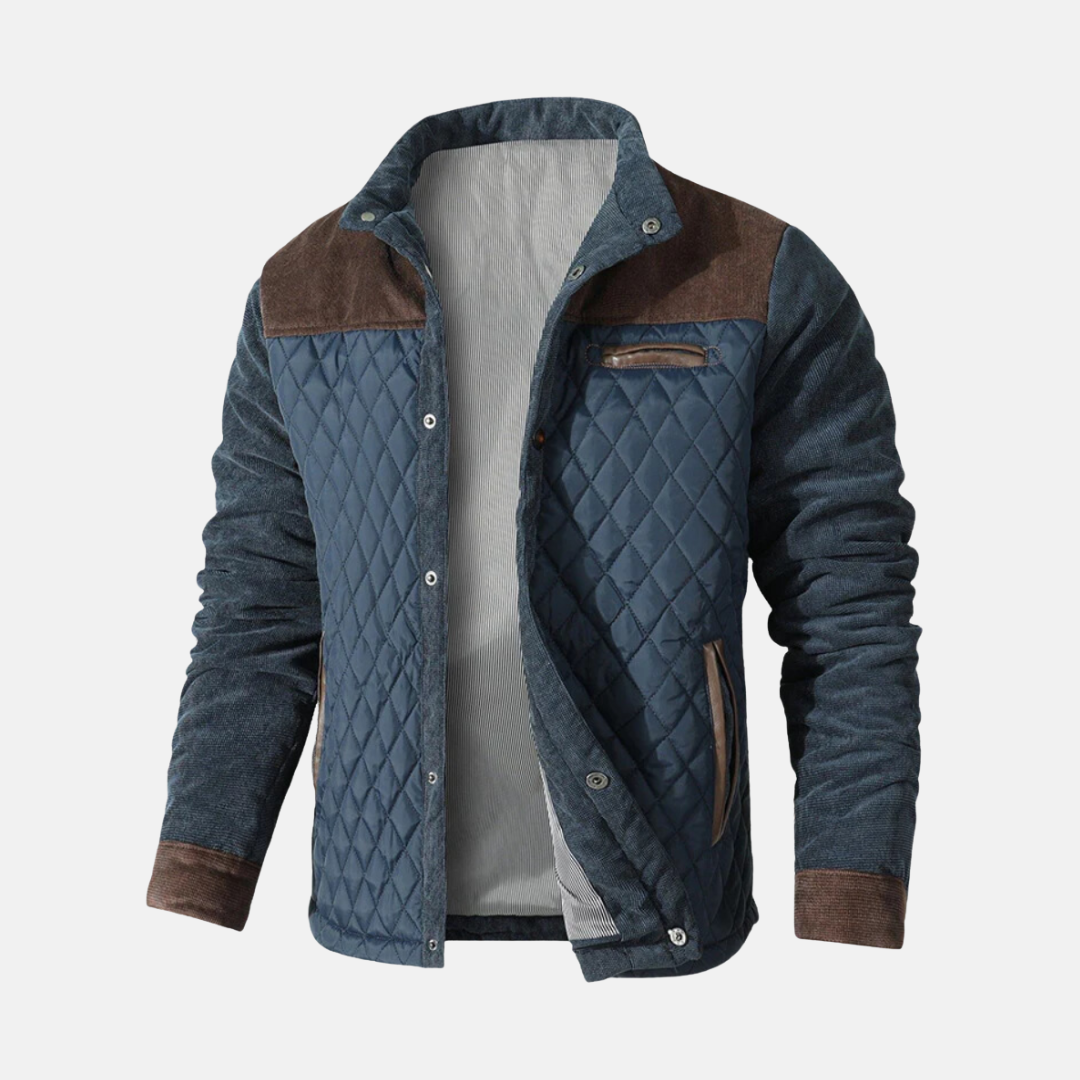 Herrjacka quiltad – normal passform – diamantmönster – kontrastdetaljer – dragkedjefickor