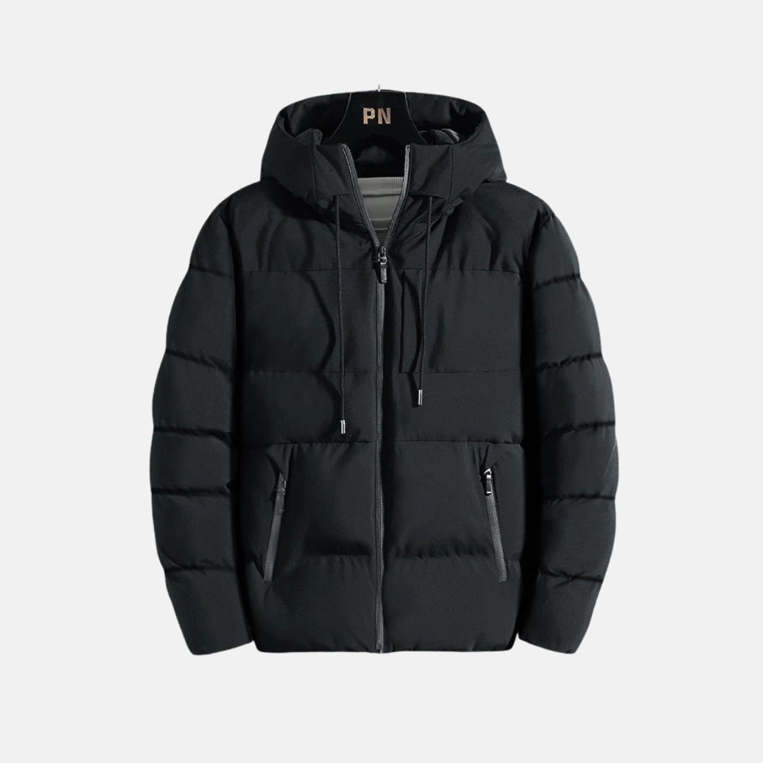 Herr Hooded Jacka – Slim Fit – Vadderad Quiltad – Fodrad med Bomull – Dragkedja