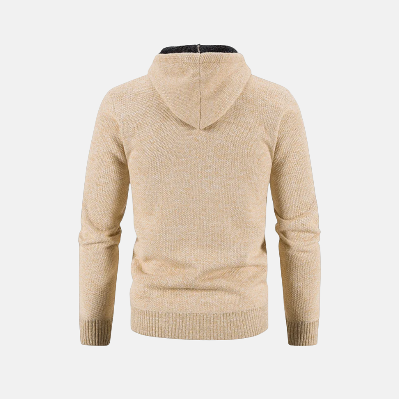 Herrtröja med Huva – Regular Fit – Fleecefodrad – Dragkedja – Ribbad Kant