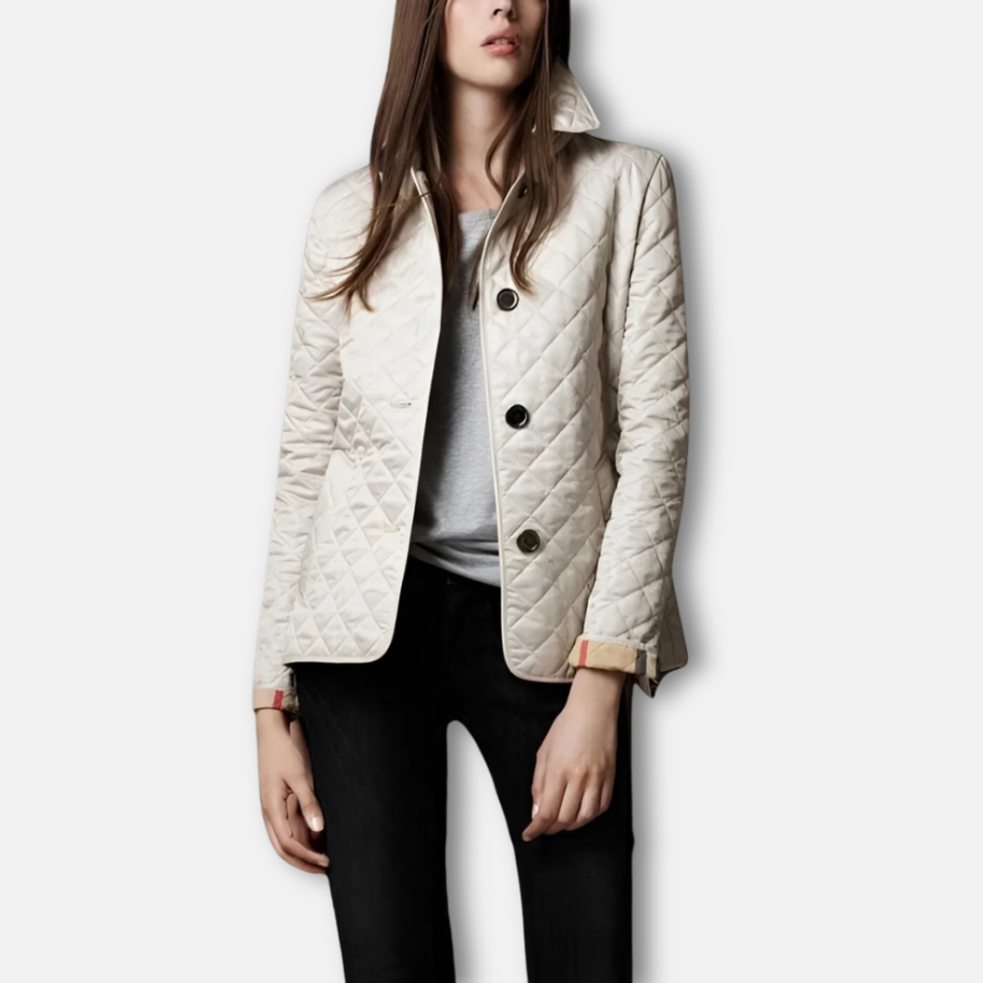 Damjacka quiltad – Slim Fit – Enkelknäppt – Spridd Krage – Diamantmönster