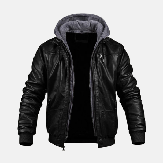 Herr Bombarjacka – Fuskläder – Vadderad Passform – Huva i Sweatshirtmaterial