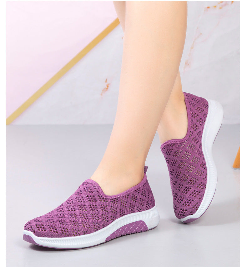Dam Slip-on Skor - Andningsbart Stickat Tyg - Lättvikt & Flexibel Sula