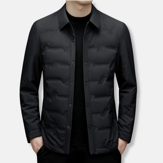 Herrjacka – Slim Fit – Vadderad Quiltad – Vattenavvisande – Knapplåsning – Höftlängd