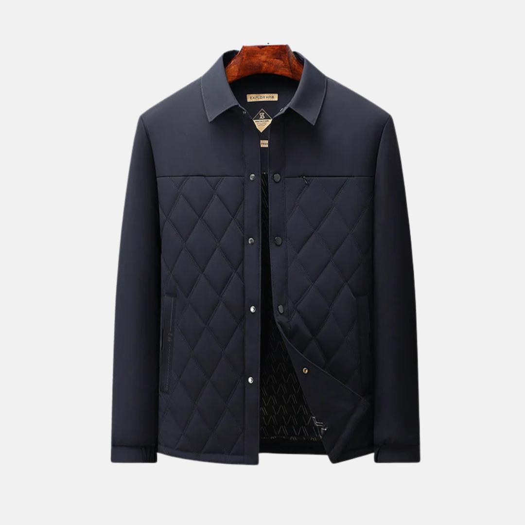 Herrjacka – Vadderad Quiltad Design – Regular Fit – Skjortkrage – Knäppning