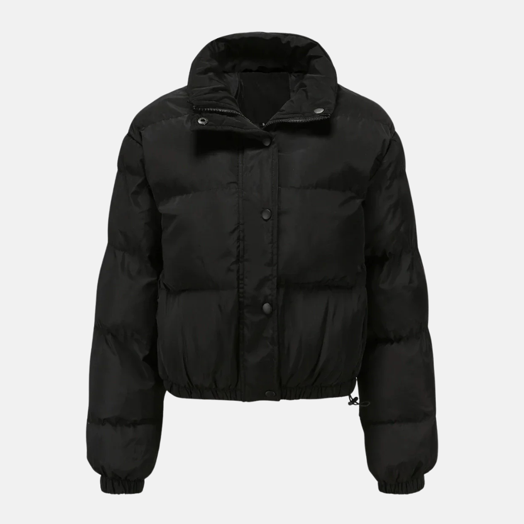 Dam Pufferjacka – Oversized Passform – Hög Krage – Justerbar Kort Fåll