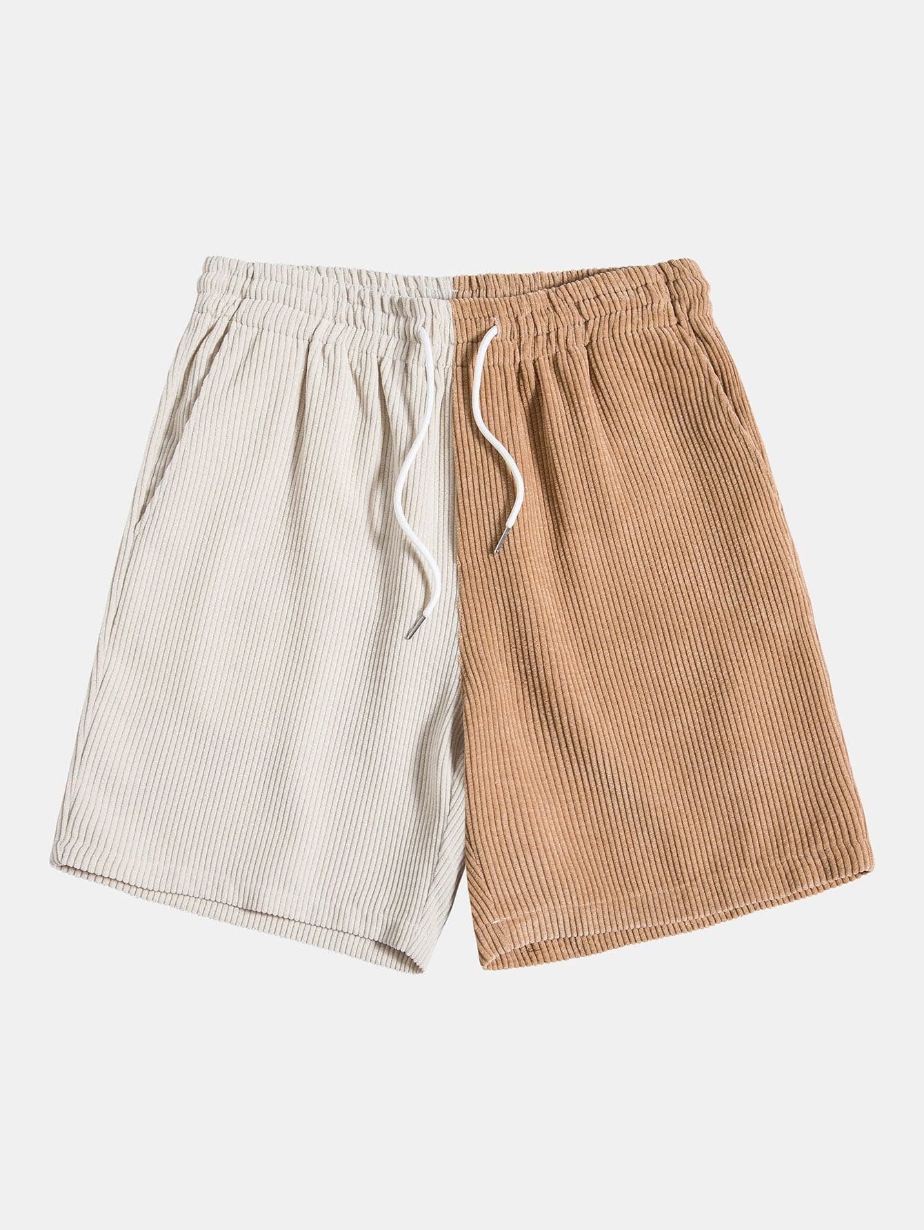 Herrshorts - Tvåfärgad Design - Ribbstruktur - Elastisk Midja med Dragsko - Bekväma