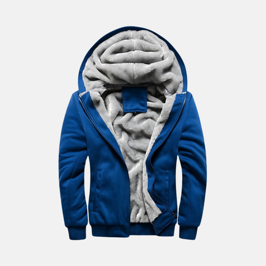 Herr Jacka - Mjuk Stickad Yttersida - Huva - Relaxed Fit - Höftlång