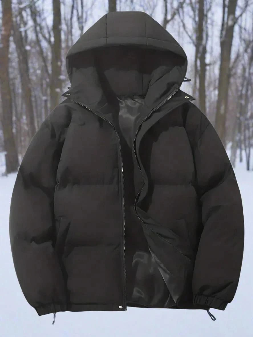 Herr Pufferjacka - Varmt Vadderad - Hög Krage & Huva - Vind- & Vattentålig