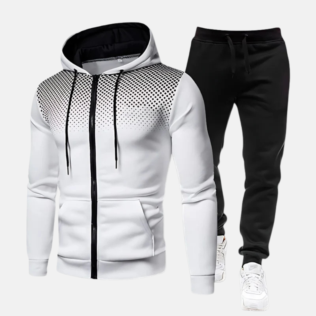 Herr Träningsset – Slim Fit – Andningsbart Tyg – Mjuk Stretch – Dragkedja – Muddavslut