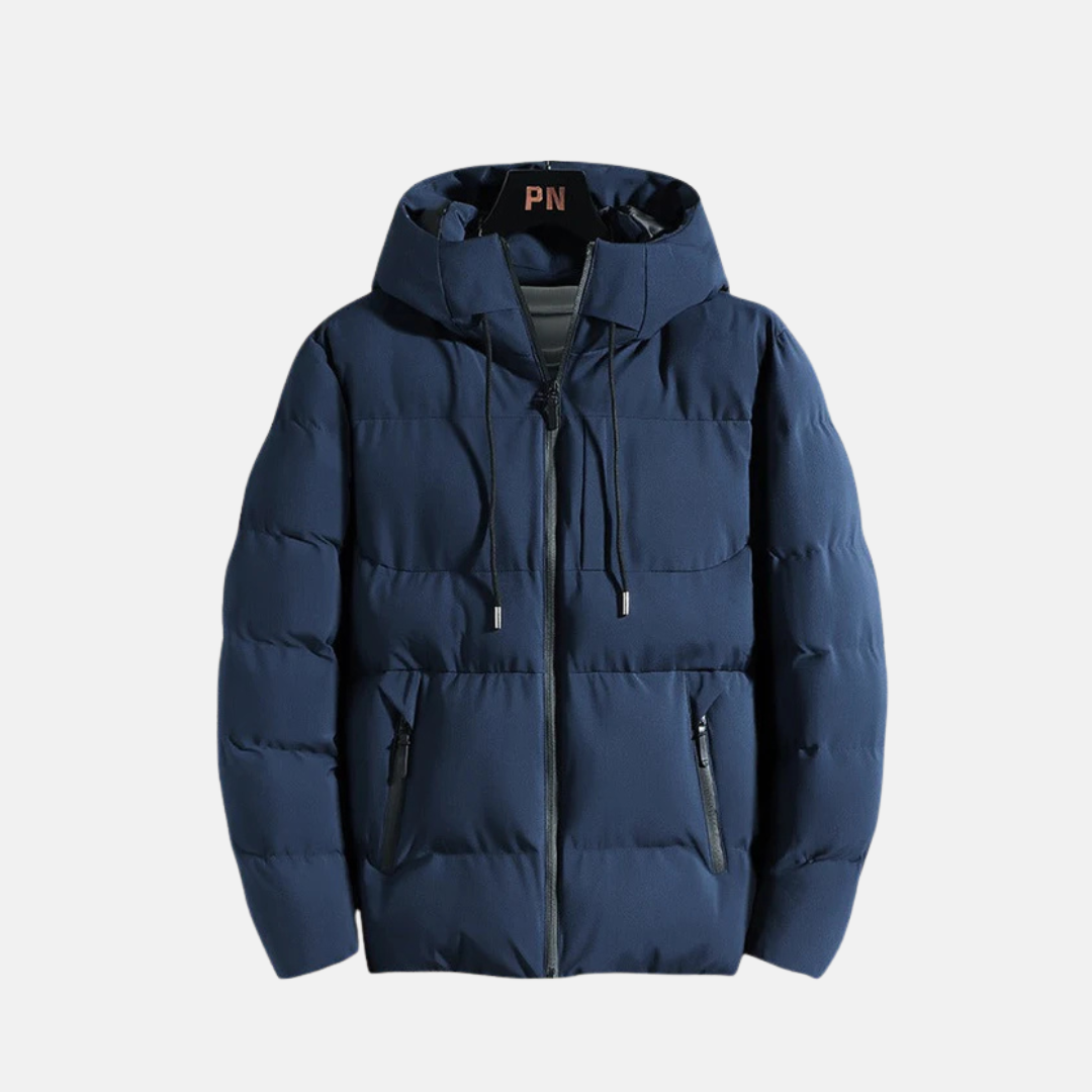 Herr Hooded Jacka – Slim Fit – Vadderad Quiltad – Fodrad med Bomull – Dragkedja