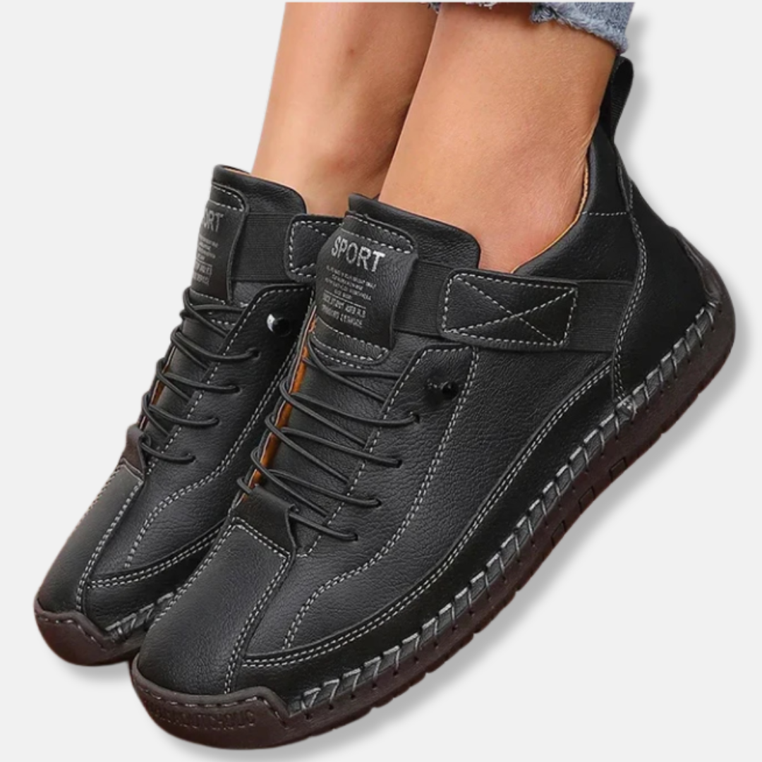 Dam Sneakers – Snörning med Retrodetaljer – Stötdämpande Gummisula – Vardagsstil