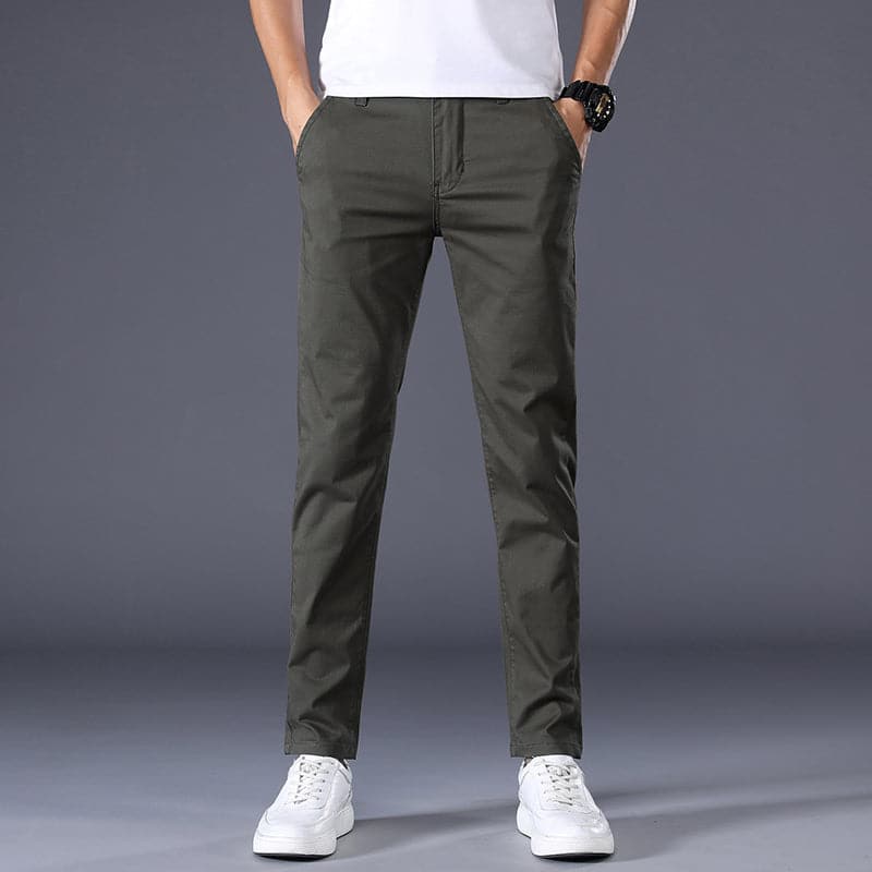 Herr Chinos - Slim Fit - Bomull med Stretch - Klassisk Design - Bekväma & Stilrena