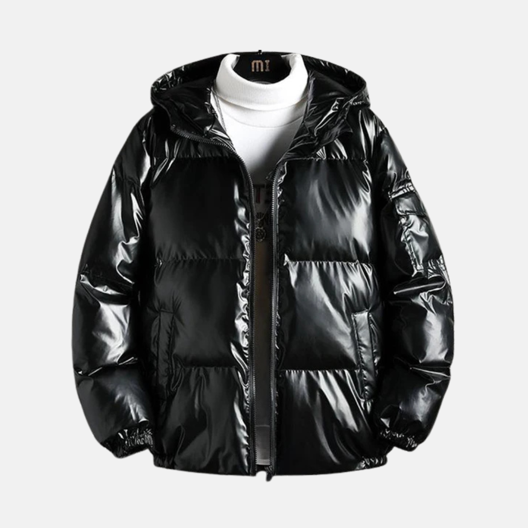 Herr Pufferjacka – Oversize Passform – Vattentålig – Quiltad – Huva – Dragkedja