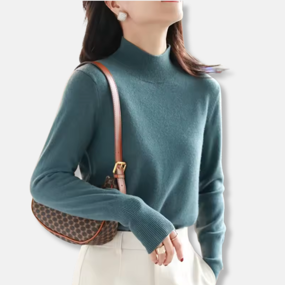 Damtröja – Slim Fit – Lättstickad – Polokrage – Ribbad ärmslut