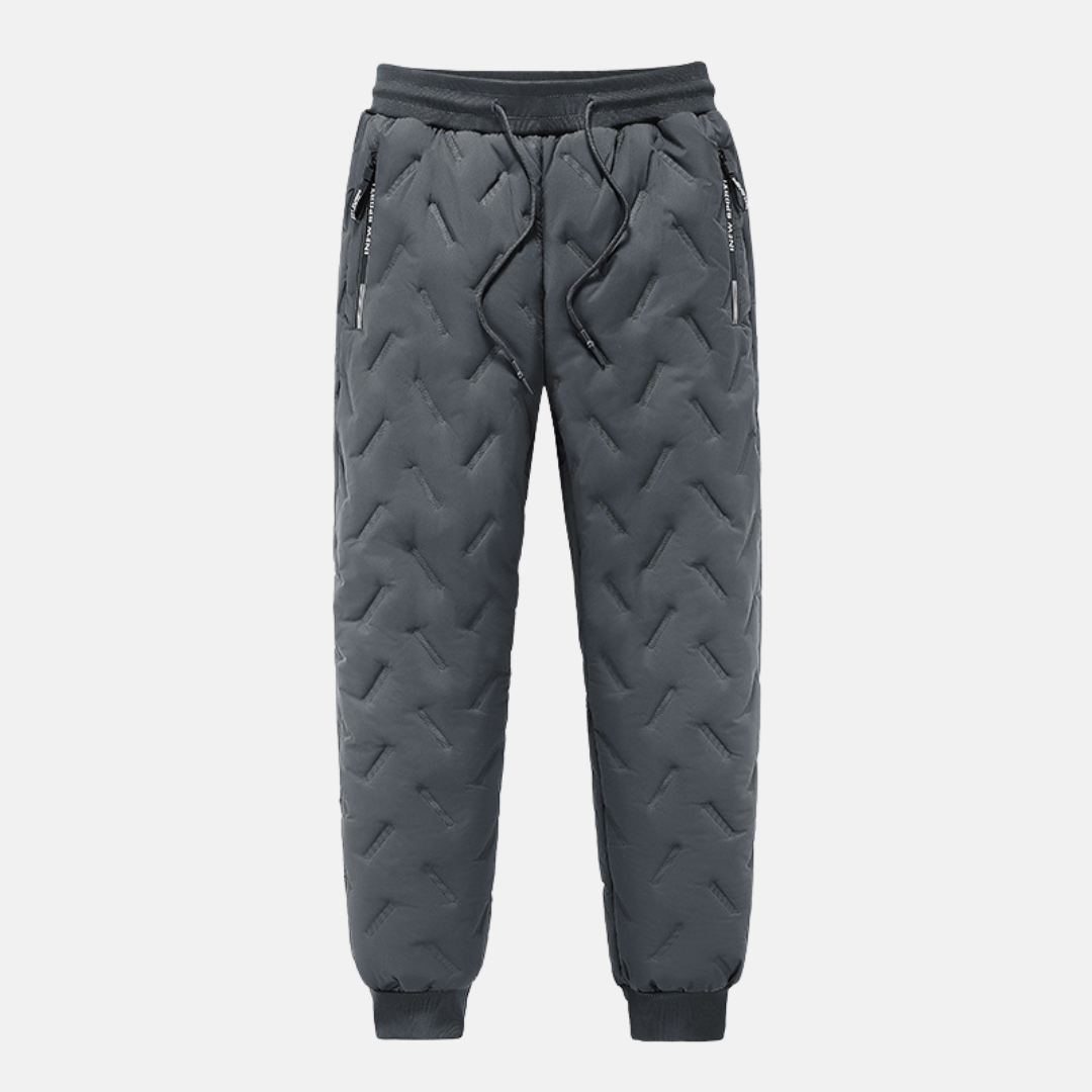 Herrer Sweatpants – Quiltad Design – Avslappnad Passform – Vadderade med Resårkanter