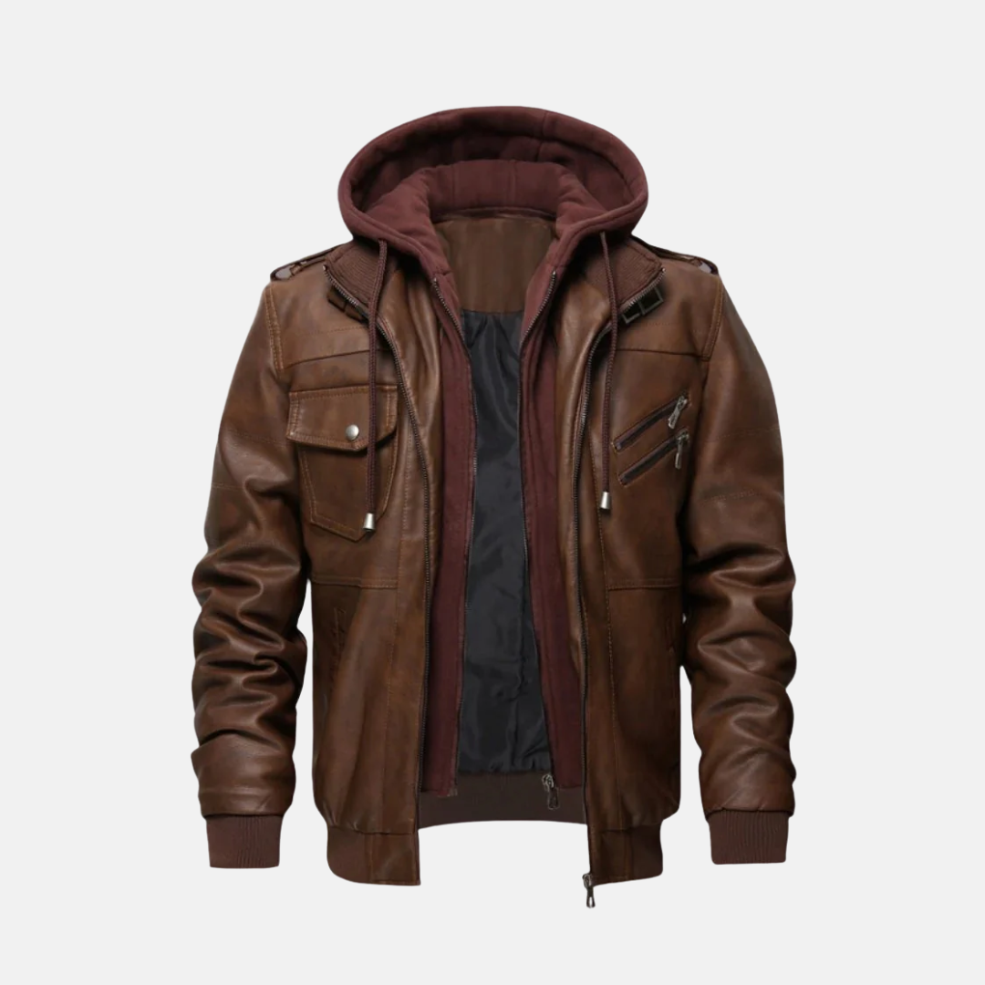 Herr Jacka Bomber – Skinnimitation – Huva – Ribbade Muddar – Dragkedjefickor