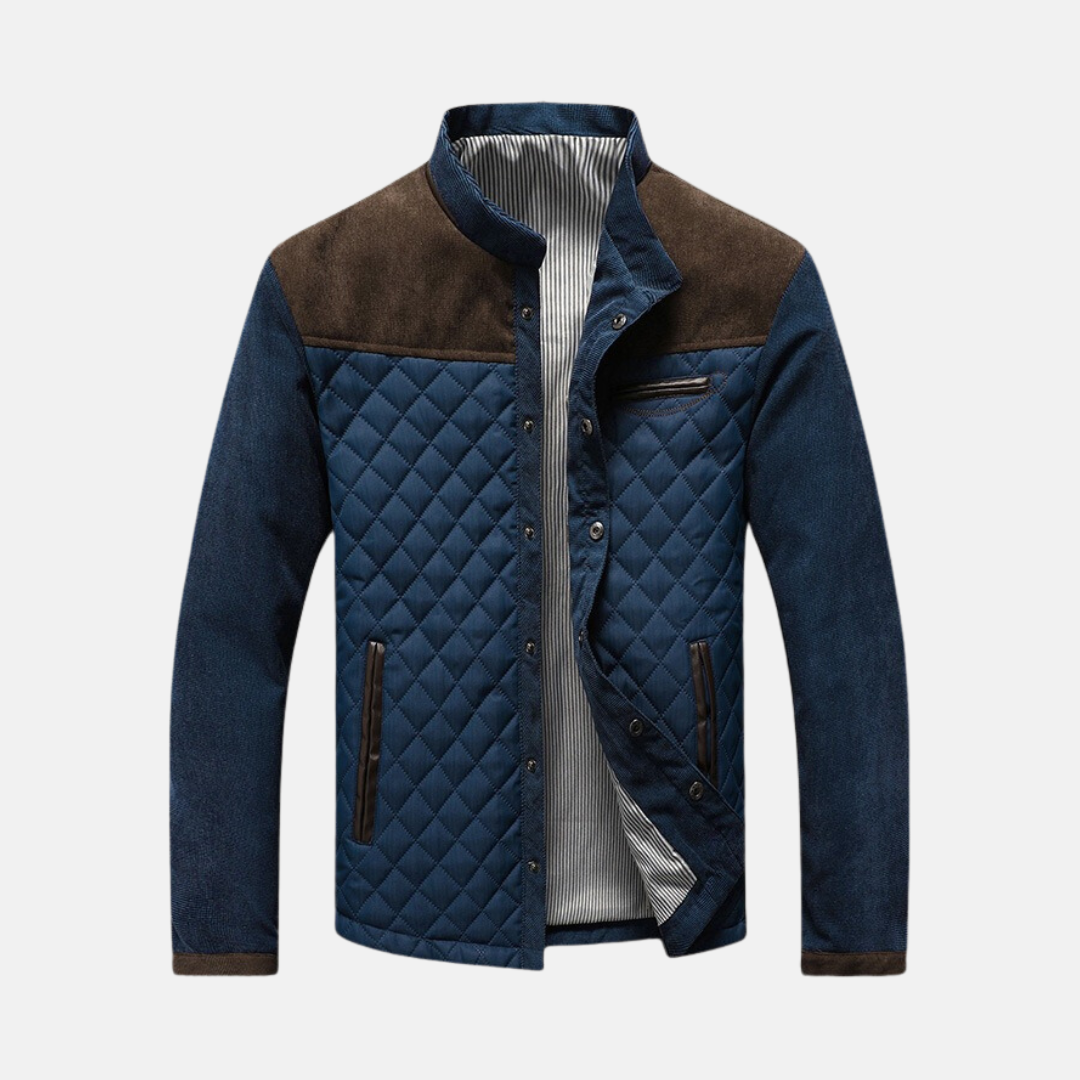 Herrjacka – Slim Fit – Quiltad Design – Hybridtextur – Ståkrage – Tryckknappar