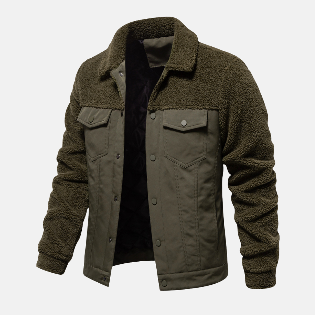 Herrjacka – Regular Fit – Hybriddesign med Ullblandning – Knäppning Fram – Fickor med Lock