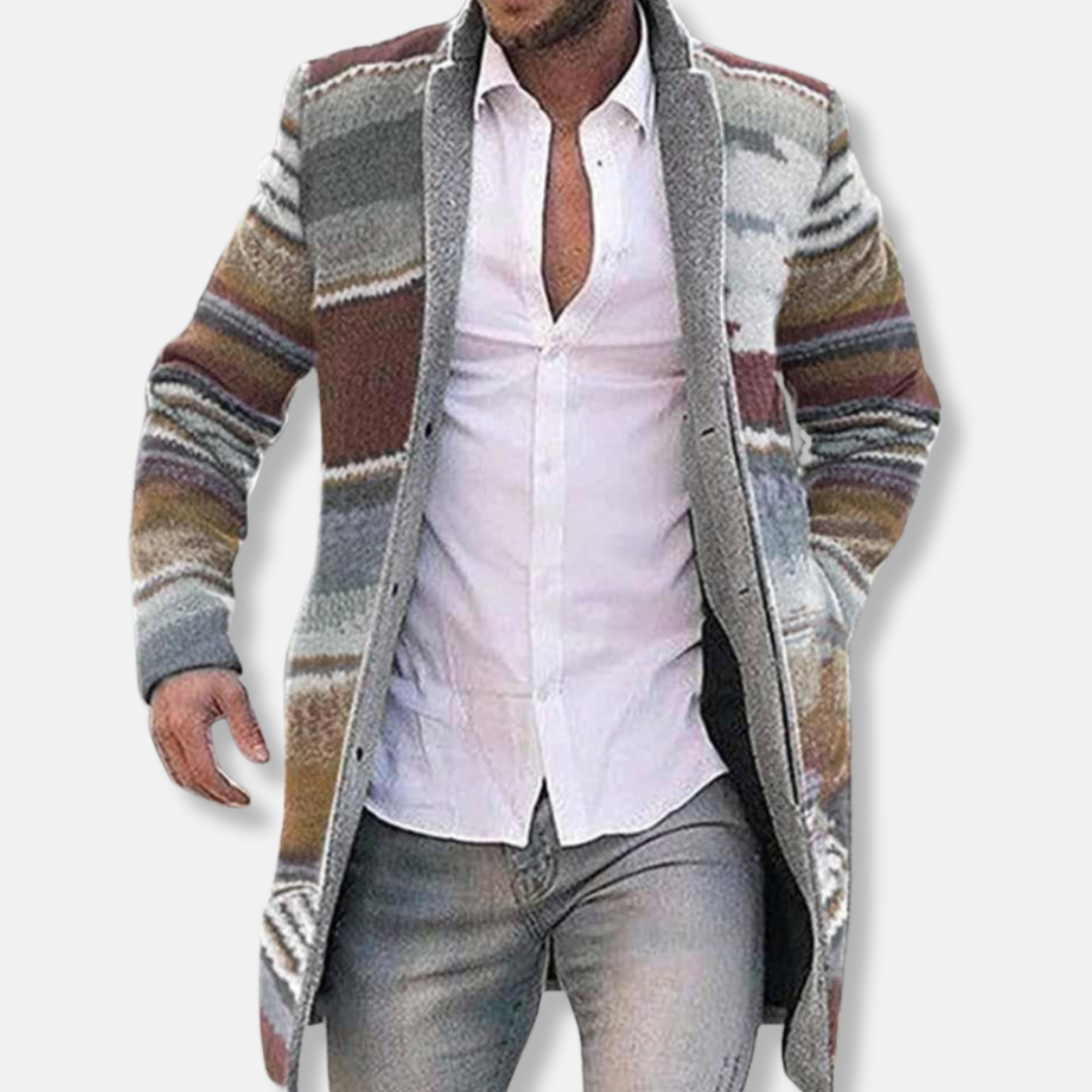 Markus Ull Oversized Kappa | Randigt Mönster Varm Kappa