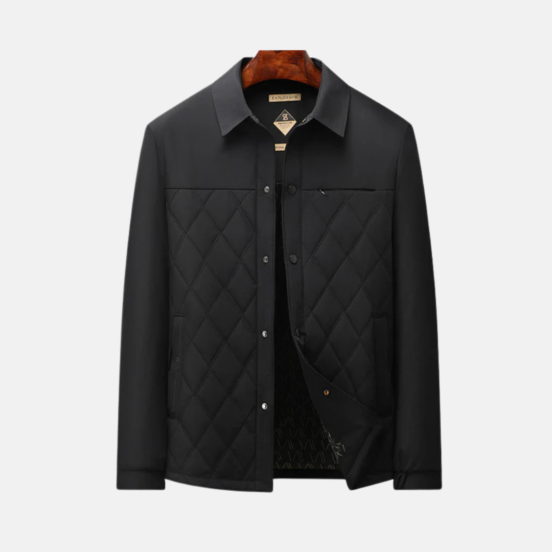 Herrjacka – Vadderad Quiltad Design – Regular Fit – Skjortkrage – Knäppning