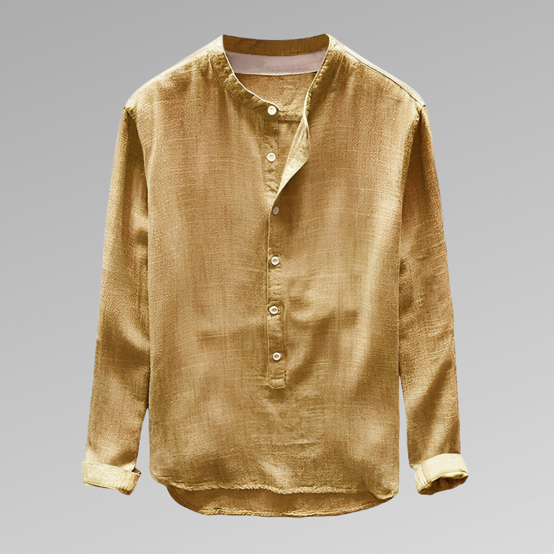 Herrskjorta - Mandarin Krage - Knäppning Fram - Lätt och Andningsbar