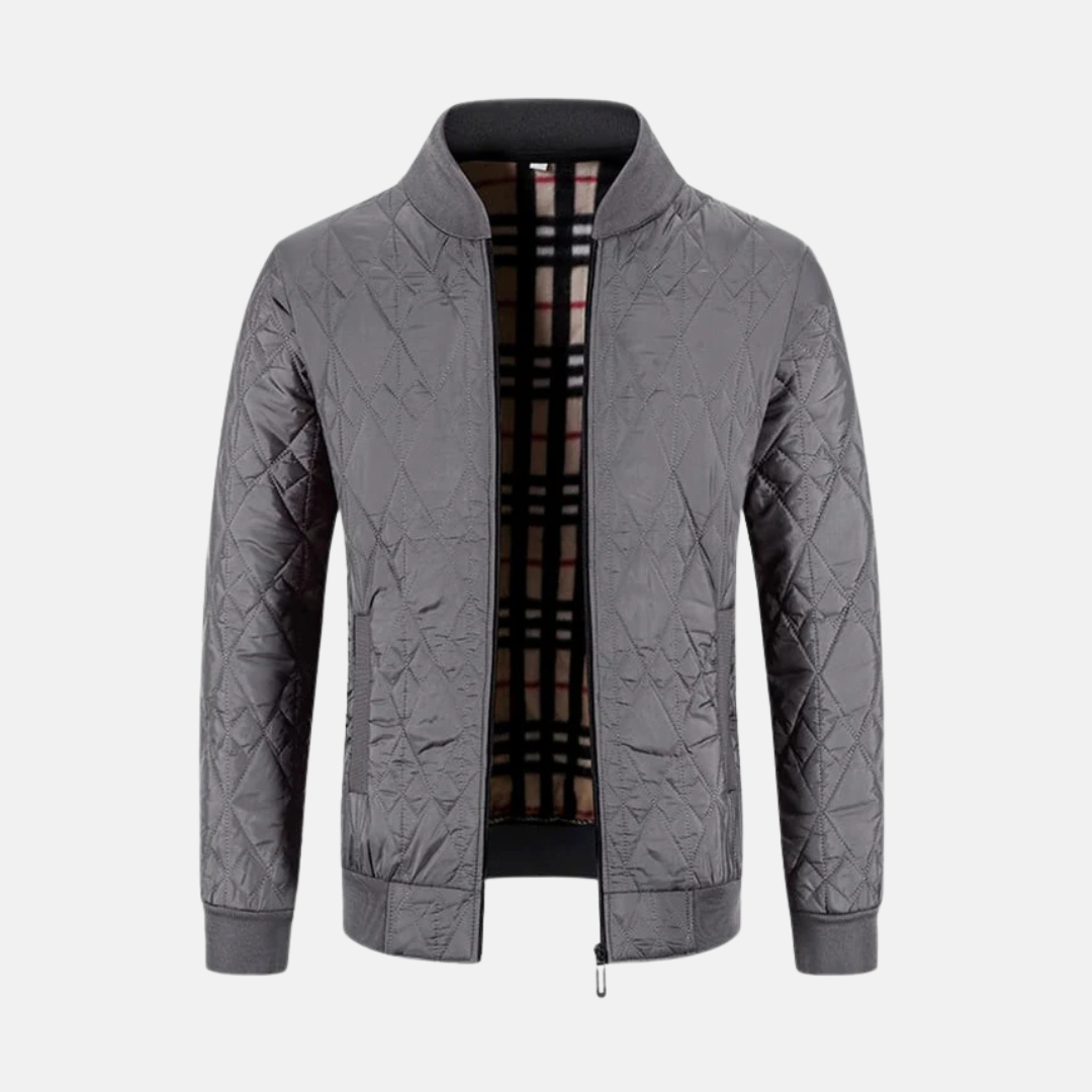 Herr Bomberjacka – Quiltat Tyg – Normal Passform – Ribbade Kanter – Hel Dragkedja
