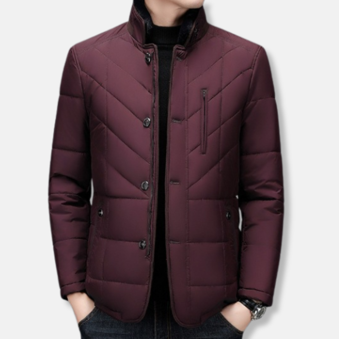 Herrjacka – Skräddarsydd Passform – Quiltad Bomull – Ståkrage – Vadderad Design