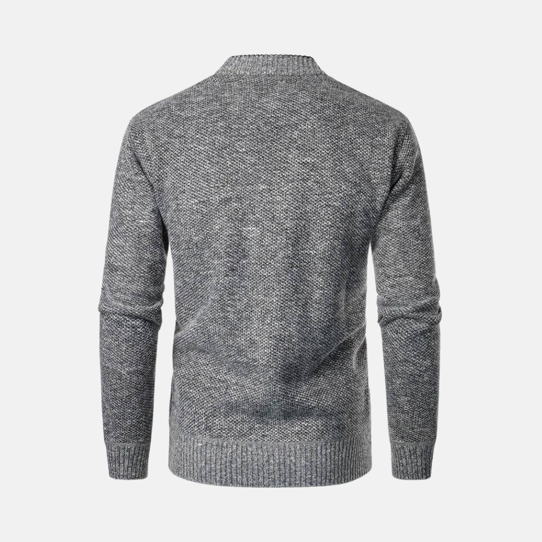 Herrkofta – Slim Fit – Stickad Ullblandning – V-ringning – Knäppning – Fickor