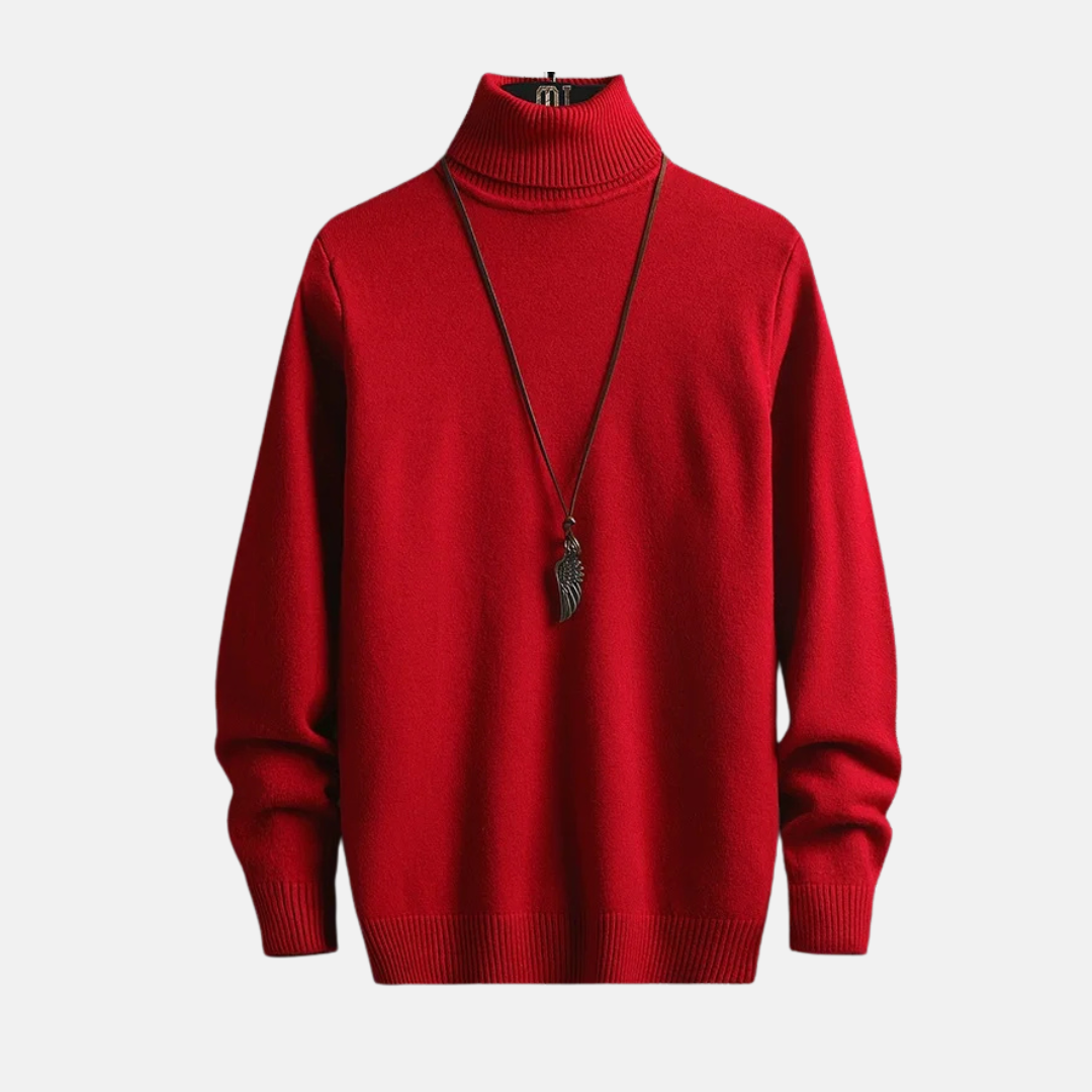 Herrpolotröja – Slim Fit – Finstickad Ull – Ribbad Kant och Manschett