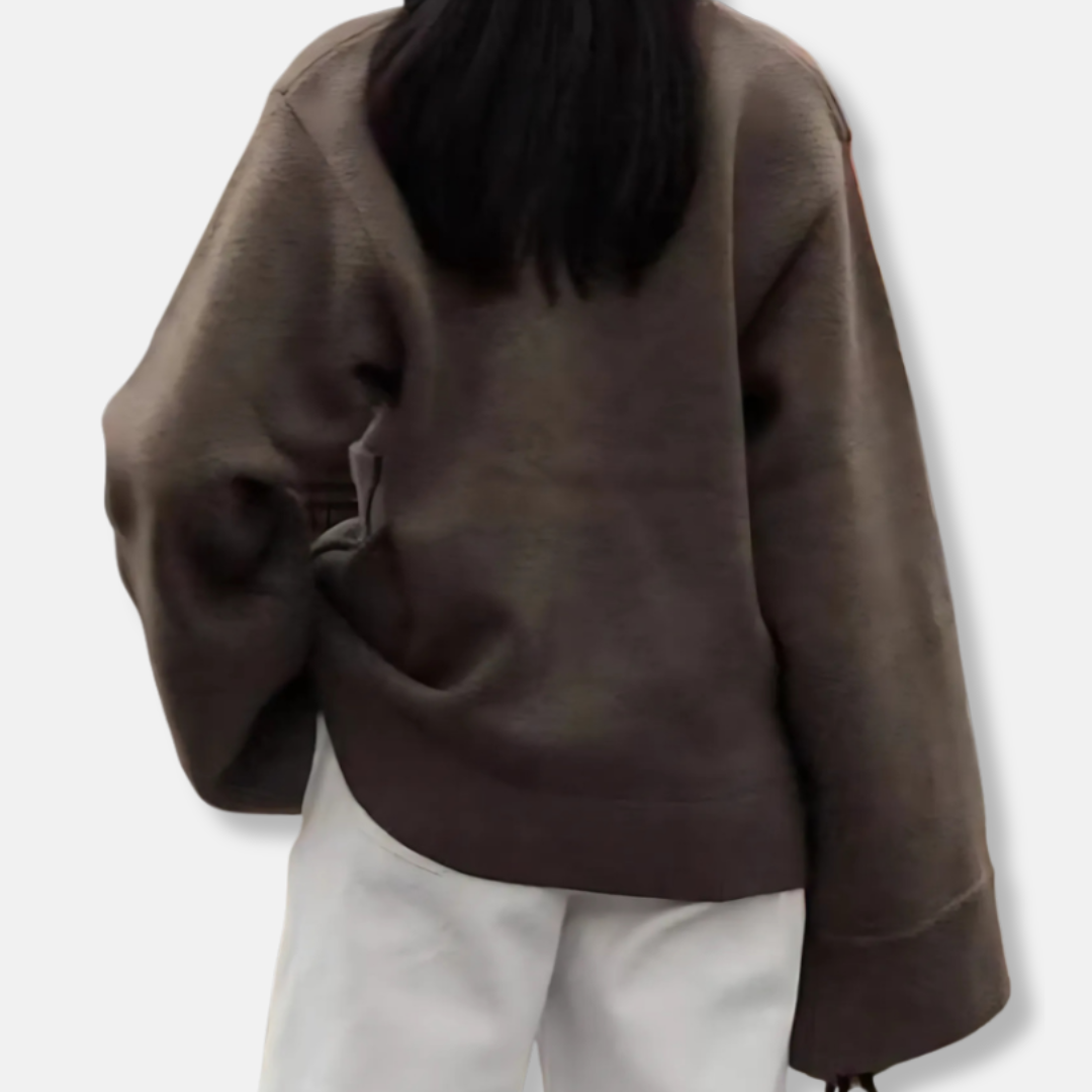 Damkofta – Oversized Passform – V-ringning – Knappstängning – Fickor – Ribbad Kant