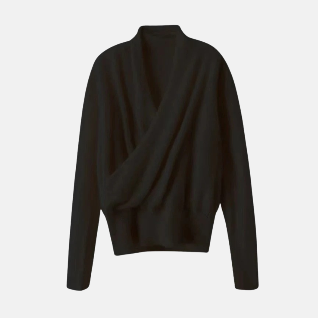 Damtröja – Omlottmodell – Avslappnad Passform – Lång Ärmlängd – Ribbad Midja