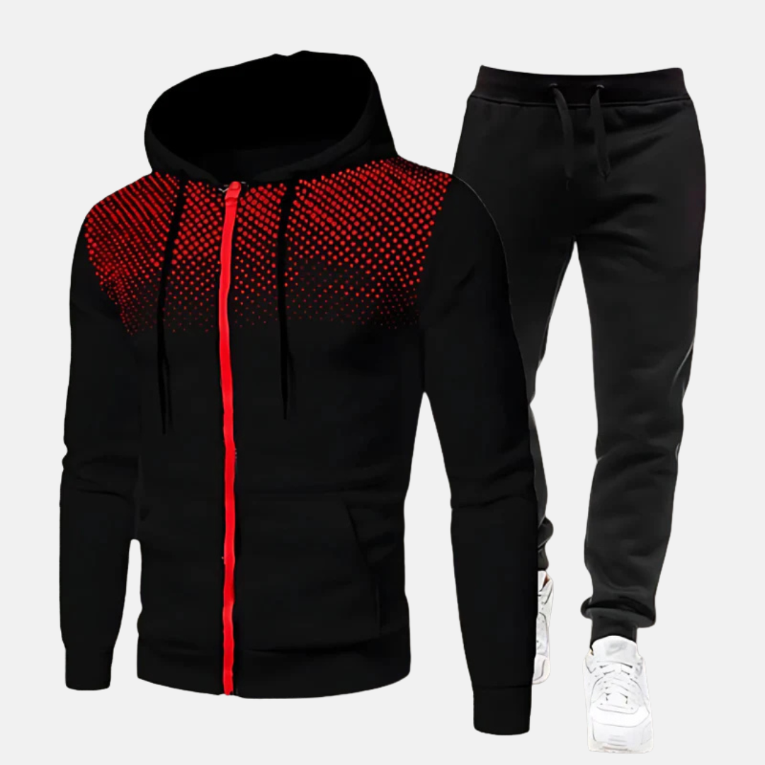 Herr Träningsset – Slim Fit – Andningsbart Tyg – Mjuk Stretch – Dragkedja – Muddavslut