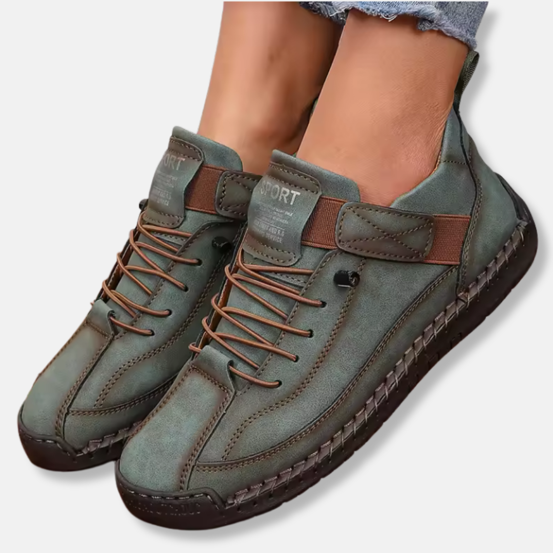 Dam Sneakers – Snörning med Retrodetaljer – Stötdämpande Gummisula – Vardagsstil