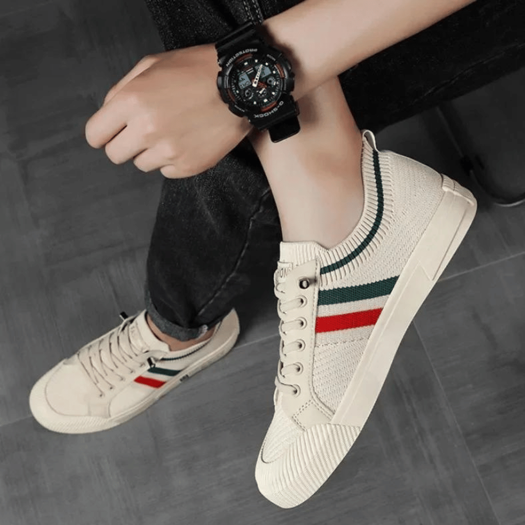 Herr Sneakers – Stickad Ovandel – Låg Modell – Sportig och Bekväm Passform