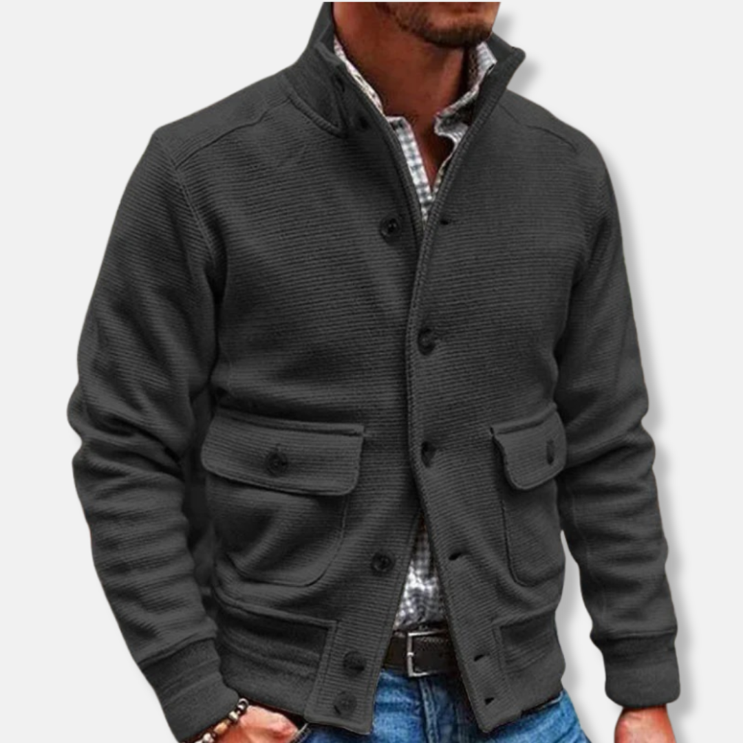 Herrjacka – Slim Fit – Hög Krage – Knappstängning – Flappfickor – Vardagsstil