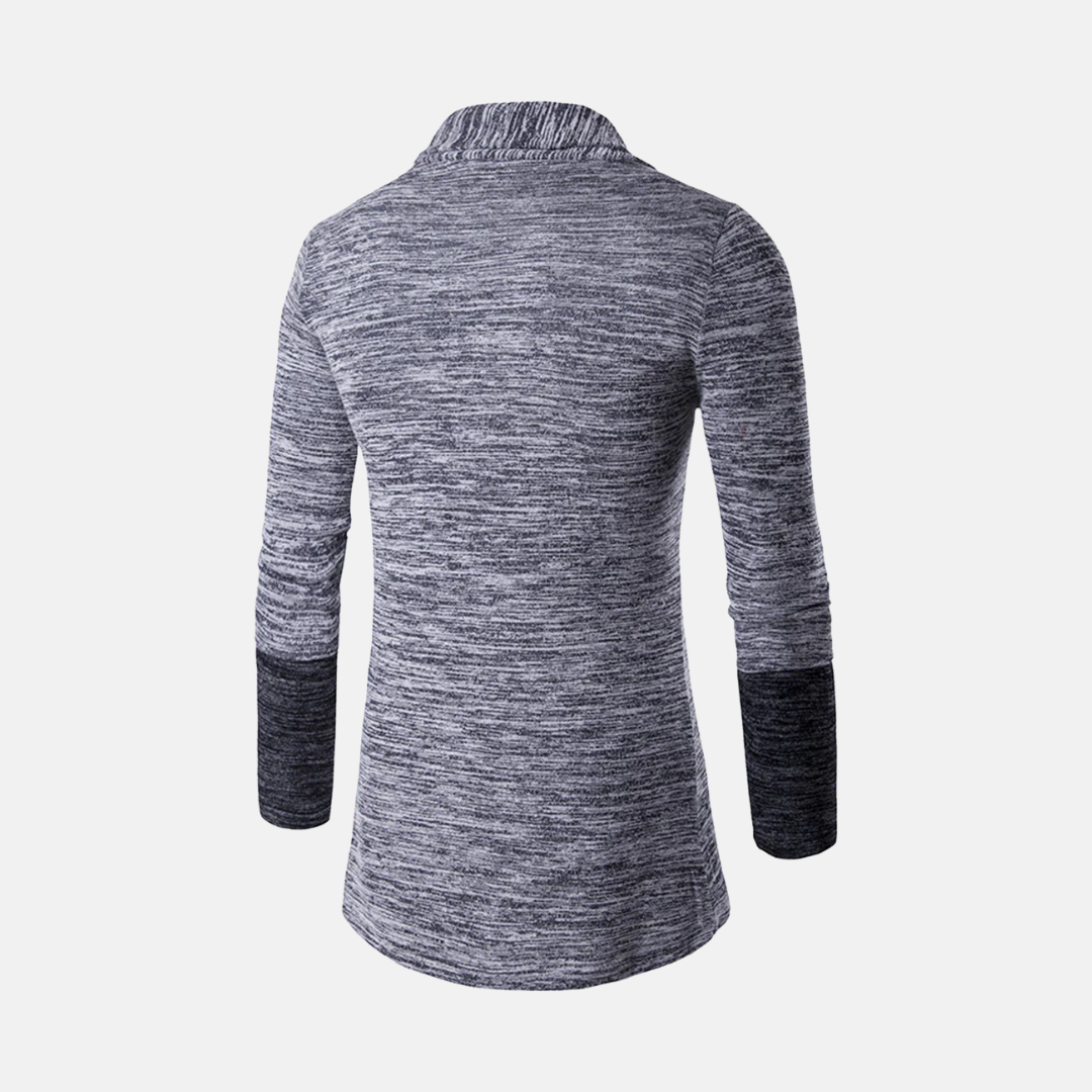 Herrkofta – Slim Fit – Lättstickad – Färgblockdesign – Öppen Front – Långärmad